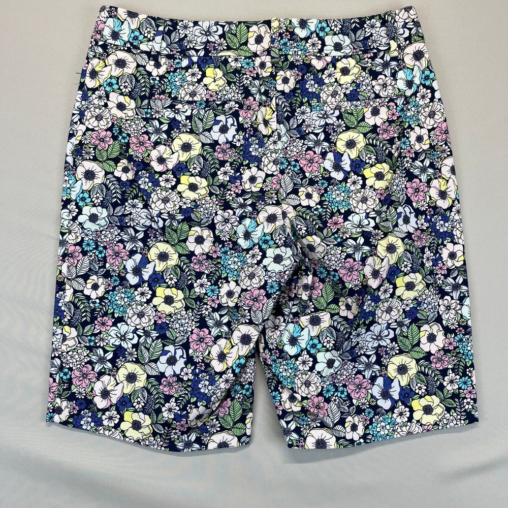 Talbots Perfect Short Women's 6 Navy Floral Print Bermuda Shorts Cotton Stretch - Picture 4 of 7